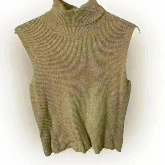Worthington Tops - Gold Turtleneck Sleeveless Blouse